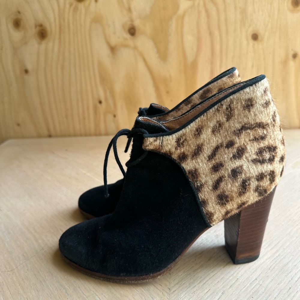 Madewell Black and Leopard Heeled Boots